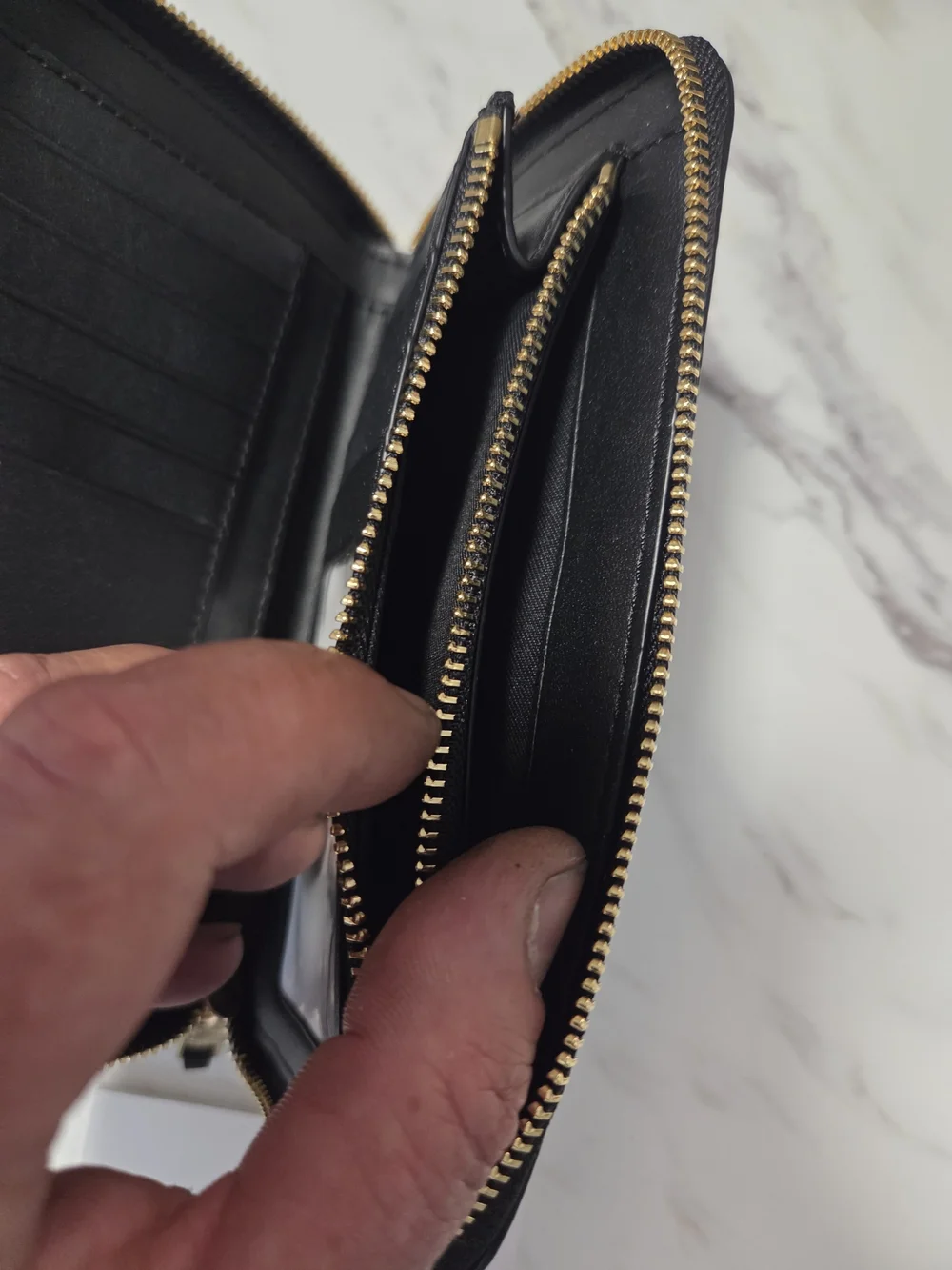 Coach Black Pebbled Leather Zip Wallet